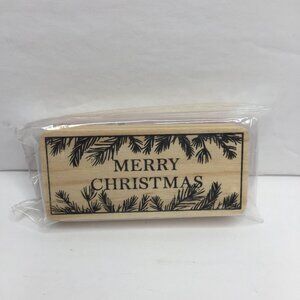 Horizon Group USA "Merry Christmas" Stamp Wood Rubber Pine Holiday Gifts Present